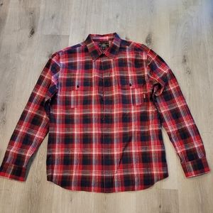 Active Brand Red Plaid Button Down Shirt Sz Large